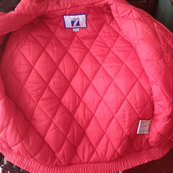 Nebraska Huskers XL Vintage Logo 7 BIG RED Puffer Jacket Nylon 1990's Football - Picture 7 of 10